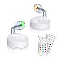 HFCDL Small Spotlight Battery Operated Accent Light with Remote, RGB LED Wireless Little Spot Light Rotatable with Dimmer & Timer for Artwork Painting