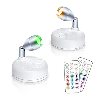 HFCDL Wireless Spotlight, Battery Operated Accent Lights, LED Puck Light Touch Closet Light, Stick on Wall Hallway Basement Entrance Perfect Adjustable Direction Light (2pcs Spotlight)