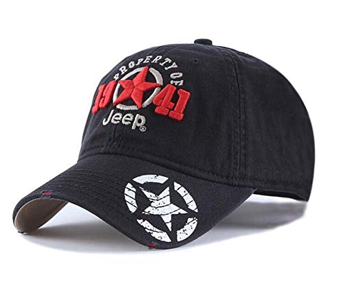 Jeep 1941 Unisex Adjustable Horizon Classic Cap (Black, Free Size)