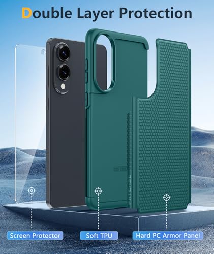 Image of FNTCASE for Samsung Galaxy S25-Edge Case: Lightweight Cell Phone Cover Military Grade Drop Protection with Non Slip Textured Back | Rugged Shockproof Protective Bumper Cases(Green)