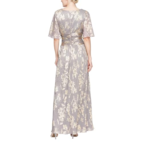 Image of S.L. Fashions Women's Long A-line Mother of The Bride Dress with Ruched Waist (Petite and Regular Sizes)