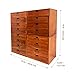 16-Drawer Wooden Storage Box (19.6”x6.89”x19.6”) VIntage Filing Cabinet in Walnut Wood - 16-Slot Wooden Desk Drawer Unit w/Label Holders & Handles - Multi Level Countertop Drawer Organizer