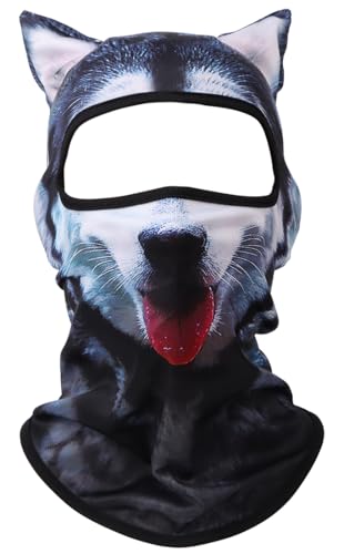 3D Cat Ski Balaclava Sheisty Face Mask with Ears Cute Animal Ski Mask for Music Festivals Raves Party Outdoor Activities Dog