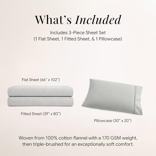 Image of Tribeca Living Twin XL Triple-Brushed Cotton Flannel Sheet Set, Platinum