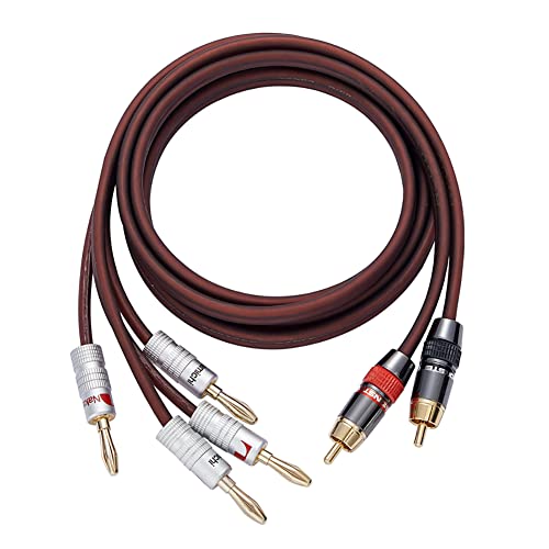 Cable RCA a banana calibre 14 OFC de 5 metros para eliminar pérdidas de sonido en altavoces