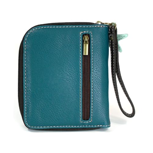 Image of CHALA Zip Around Wallet, Wristlet, 8 Credit Card Slots, Sturdy Pu Leather - Mermaid - Blue