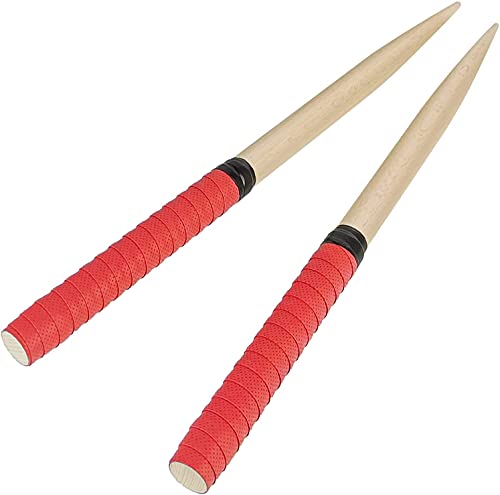 太鼓の達人用 マイバチ 使いやすい マイバチ テーパー 朴ノ木 きれいな木目 長さ約380mm 直径20mm 2本1組 (レッド)