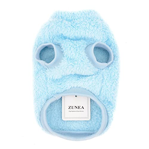 Zunea Fleece Dog Jumper Winter Warm Sweater Jumpers for Small Dogs Soft Fuzzy Puppy Clothes with D-Ring for Harness Leash Pullover Jacket Coat Cold Weather Pet Girl Boy Chihuahua Cats Apparel Blue S - Image 3