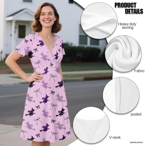Image of Women's Summer Dresses Short Sleeve Formal Dresses with Pockets