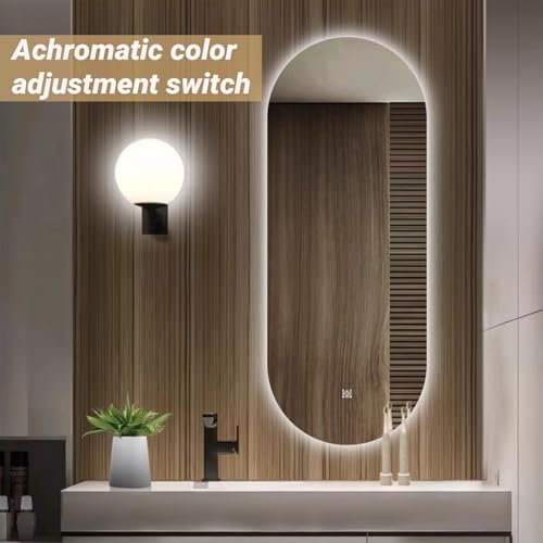 Miroir mural éclairage 3 couleurs ovale anti-déflagrant chic - 7