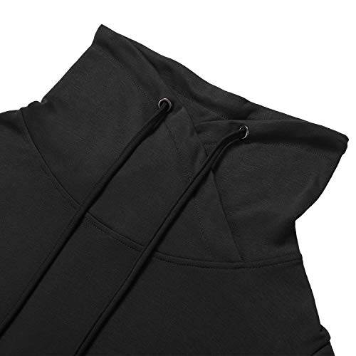Bulotus Fall Sweaters for Women 2025 Cowl Neck Asymmetrical Long Tunics for Leggings Vacation Travel Tops with Pockets