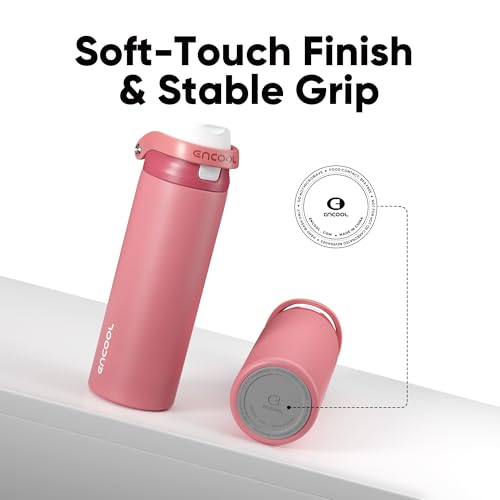 Image of ENCOOL Leakproof Insulated Water Bottle with Straw Dual-Sip Water Bottle Bag-Safe Design for Work, Commute & Gym - Keeps Drinks Cold All Day, 40 oz, Vermilion