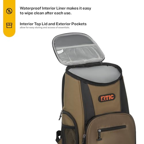 RTIC Lightweight 15-Can Backpack Cooler (Olive) — view 3
