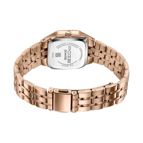 Image of Sonata Poze 8 Quartz Analog with Pink Dial IP Rose Gold Stainless Steel Strap Watch for Women - SP80164WM01W