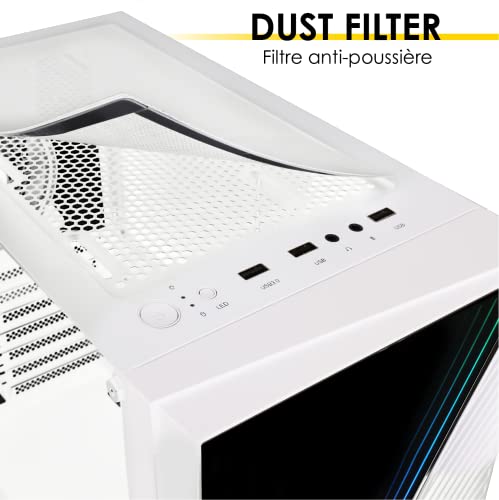 EMPIRE GAMING - Boîtier PC Gamer Crystal - ARGB Moyenne Tour ATX, Micro ATX et ITX - Façade 3D Effet Miroir - Ventilateurs 1 x 120mm 3 Pins 5 Volts LED RGB Adressable et 1 x 120mm Standard - Blanc – vue 6