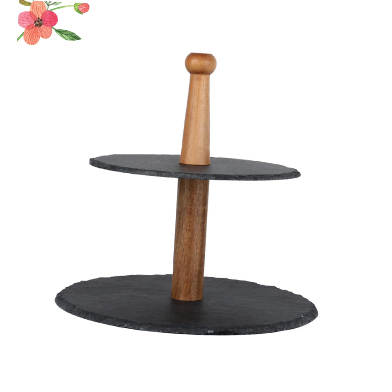 MAGICLULU Plateau de Sushis Rond Japonerie à Deux Niveaux en Bois 1 Pièce