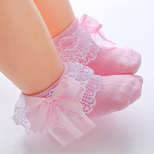 Baby Lace Socks Baby Girl Bow Lace Princess Socks Dress Socks for Newborn Infant and Toddlers Gift Set4