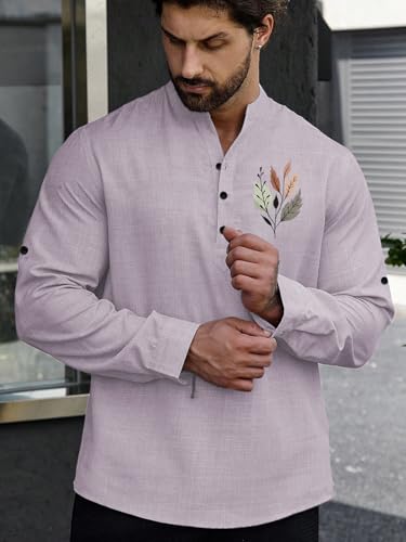 Image of TOPLOT Men's Kurta Shirt |Premium Linen Printed | Stylish Ethnic Wear | Comfortable Fit Design | Clean Look Structure | Versatile Styling | Ideal for Casual, Festive, Party (5265)