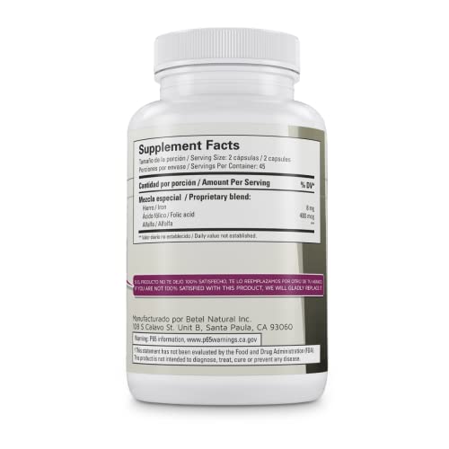 Hierro Reforzado Con Alfalfa By Betel Natural - Healthy Globulo Rojo - 90 Caps #TOP1