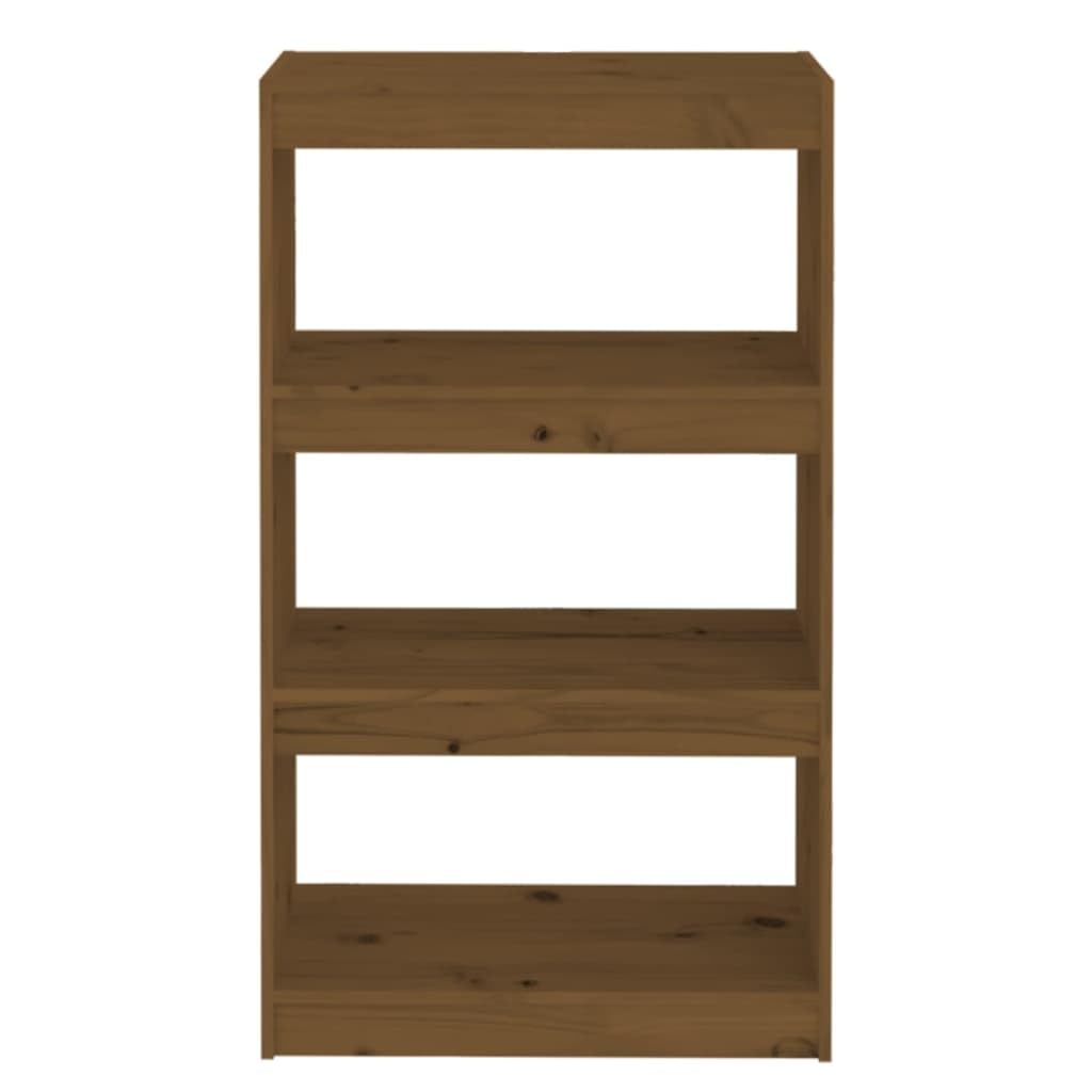 Bücherregal Honigbraun aus massivem Kiefernholz, 60x30x103,5 cm, 3 geräumige Fächer für Bücher und Deko, vielseitig als Raumteiler nutzbar, pflegeleicht mit feuchtem Tuch