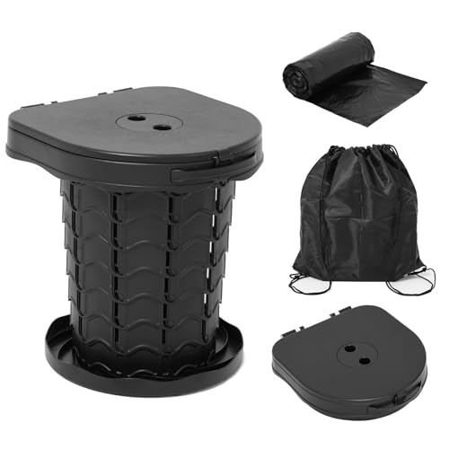 Unibos | Folding Camping Toilet Portable with Bag - for Adults with Lid, Seat & SpareToilet Bags, Outdoor Travel Loo for Fishing, Hiking, Campervan, Caravan, Car, Festivals, Max 180kg