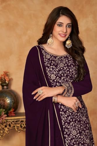 Image of Xomantic Fashion Women's Embroidered Georgette Pakistani Salwar Suit Sets with Dupatta
