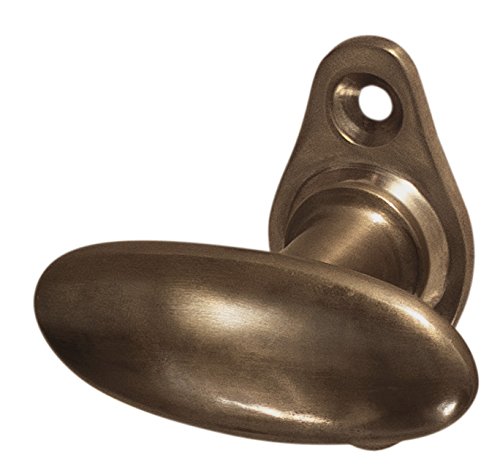 Poignée de fenêtre ovale en laiton patiné - Modèle Leipzig A - Fabriquée selon le modèle historique.