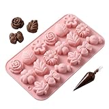 3D Silikonform Blumen Gießformen Blumenform Pralinenform mit Rosen,Blumen Schmetterling Schleife Schokoladenform,Silikon Seifen Form für DIY Kerzen,Seife, Schokolade,Pralinen,Backen,Eiswürfel,Deko