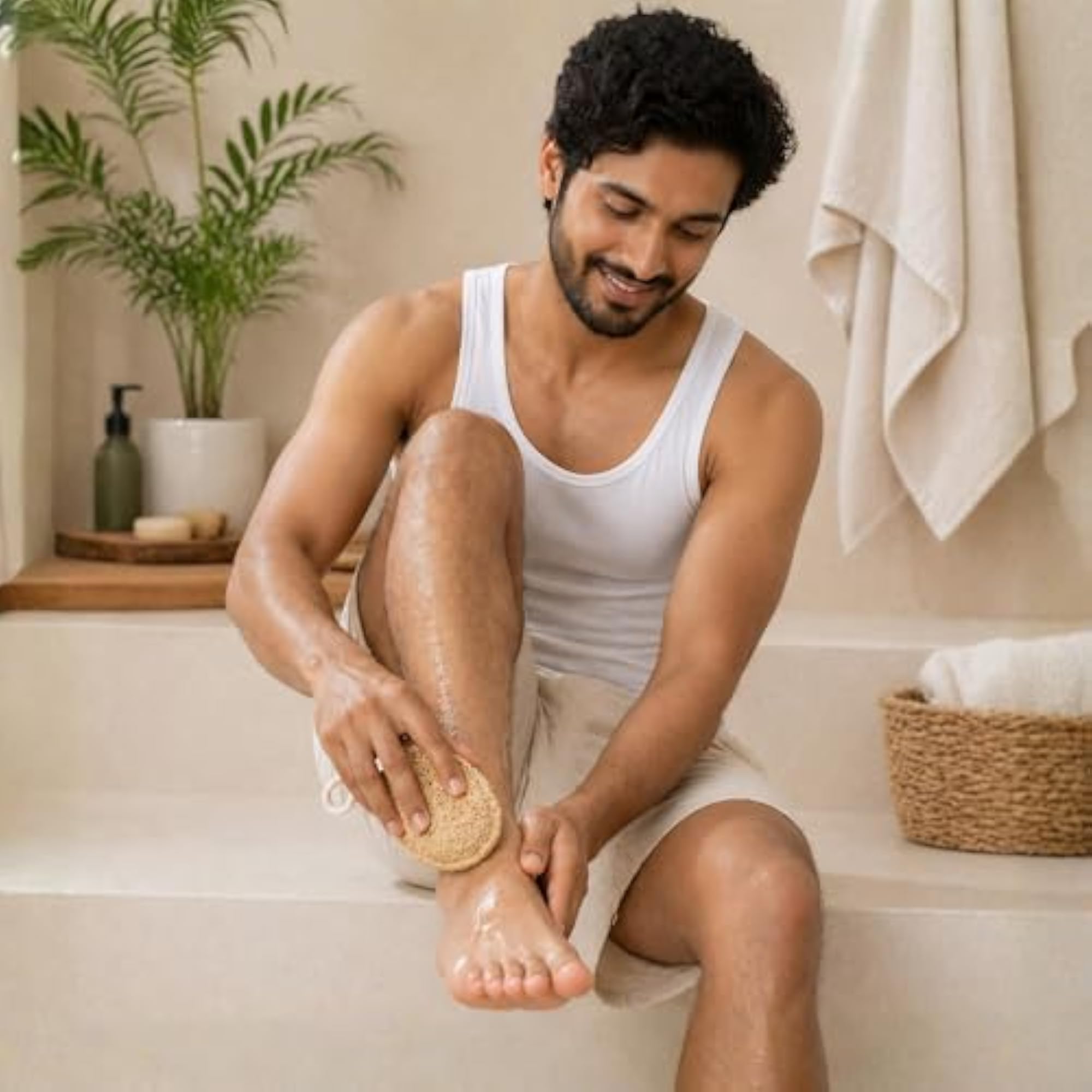 Organic Loofah Sponge Pack of 3, Natural Body Scrubber