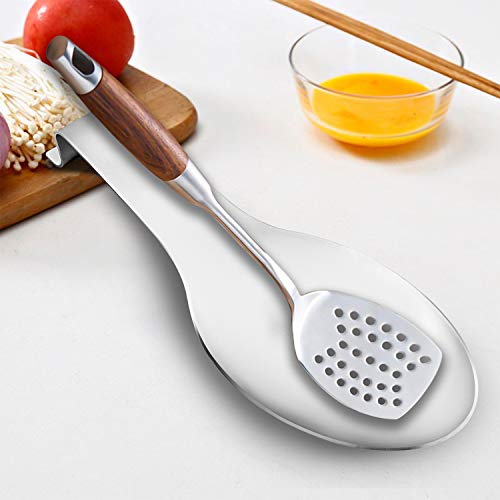 Image of VanlonPro Stainless Steel Spoon Rest, Spatula Ladle Holder, Stainless Steel Utensil Spoon Rest Holder, Brushed Finish, Dishwasher Safe 9.8 x 3.7 Inch (Silver 2PCS)