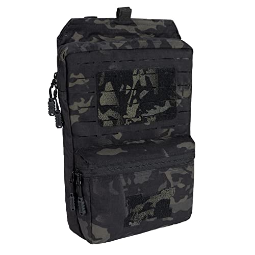 TOPTACPRO Zaino tattico per idratazione MOLLE per vescica d'acqua da 2 litri Borsa per idratazione 500D Nylon(Multi-camo Black)