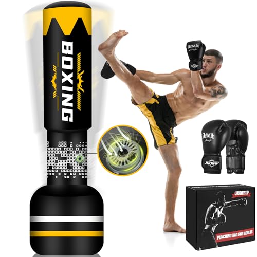 YORWHIN Saco de boxeo 2 en 1 para adultos, 180 cm, autoinflable, con guantes de boxeo y bomba de aire integrada para entrenamiento, artes marciales mixtas, Muay Thai, fitness, principiantes