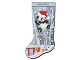 Cross Stitch Kits for Adults, Stamped Personalized Christmas Stockings, Cute Xmas Panda, Needlepoint