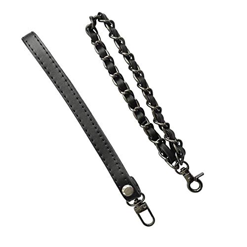 Beaulegan Purse Wrist Straps - Genuine Leather - Replacement for Clutch Pouch, Set of 2 PCS Black (Gunmetal Buckle)