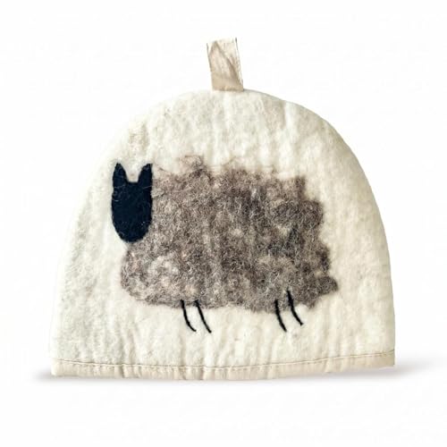 Image of Glaciart One Wool Teapot Cozy Kettle Cover | Dome Shaped Large Tea Cosy, Kettle or French Press | Handmade & Needle Felted from Natural Wool | Warms Up to 2 Hours | Great as Gift