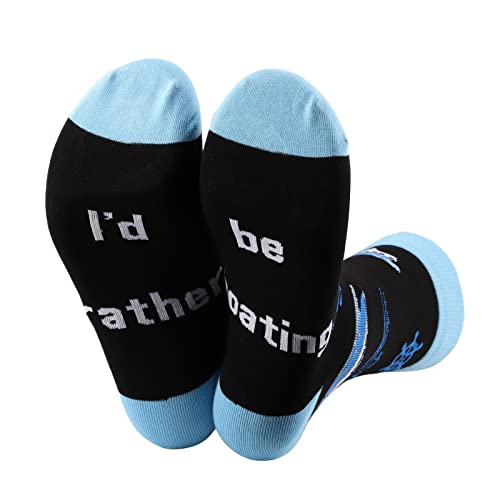 MBMSO 2 Pairs I'd Rather be Boating Socks Captain Boat Socks Boater Gifts Nautical Gifts for Boaters Boat Lover Boat Owner3