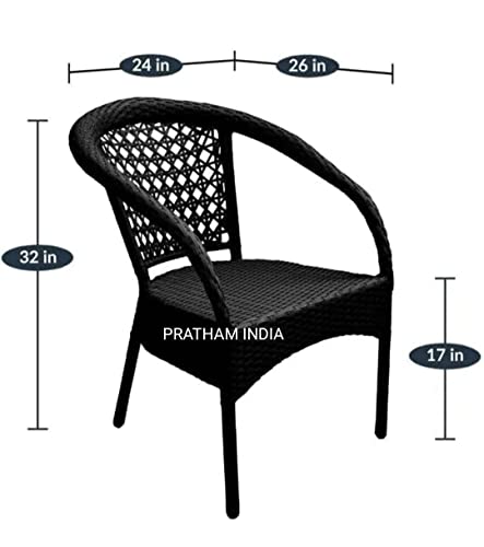 Image of India 2+1 Outdoor Indoor Patio Furniture Set - Rattan Chair Conversation Set for Poolside, Lawn, Swingarea, Balcony, Garden (Brown & Red)