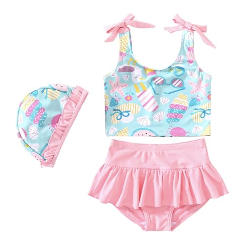 Generisch Parte superior de baño para bebé, traje de baño para niña, traje de baño para niña, verano, playa, bikini, tankini, bañador, sombrero, 3, 24 meses, 2t 5t playa niño, Verde claro., 2-3 años