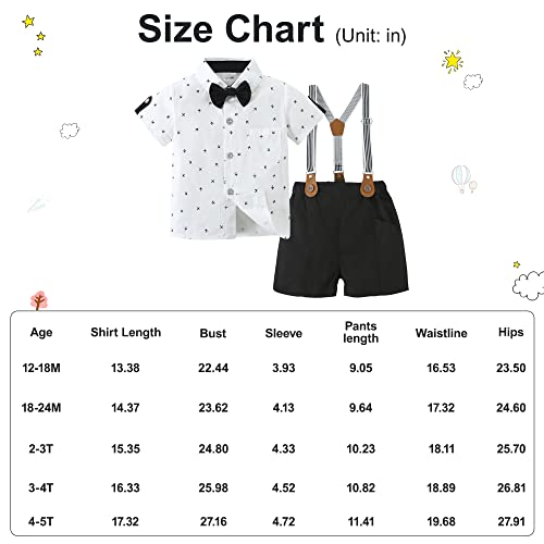 Soloyee Toddler Boy Clothes Suits Little Boy Summer Dress Short Sleeve Shirt + Bowtie + Suspender Pants Outfits Kid Gentleman Wedding Outfit Sets 1-5 Years #TOP4