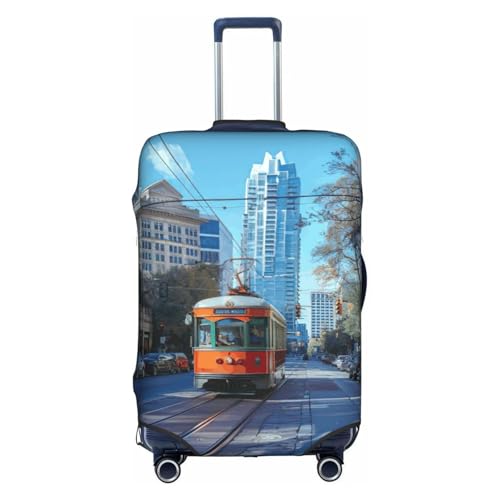 Cvnbmakk テキサス州オースティンプリント旅行荷物カバー、防水防塵保護カバー 18-32インチのスーツケース用, ホワイト, M