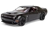 2018 Dodge Challenger SRT Hellcat Widebody Black with White Stripes 1/24 Diecast Model Car by Motormax 79350BK