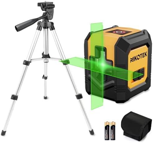 Nikotek Laser Level with Tripod, Self-Leveling Green Beam Horizontal and Vertical Cross-Line Laser for Home Decoration Carrying Pouch, Battery Included