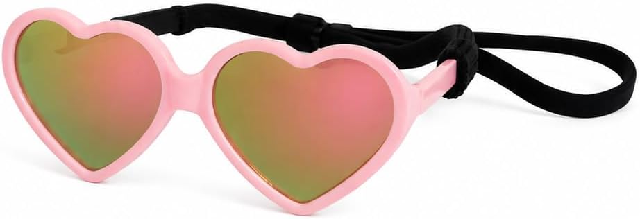 G012 Dog Pet Heart Shape Costume Prop Sunglasses Medium Breeds 20lb-40lbs (Pink-Pink Mirror)