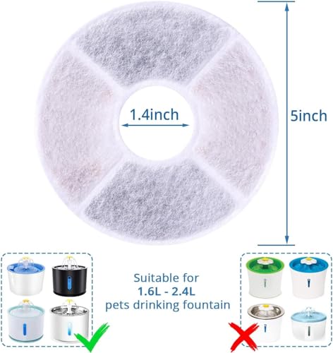 RBAYSALE Cat Water Fountain Filters for Parner 2.4 L Water Dispenser 10 Pack Triple Action Replacement Pet Filter Cartridges for Dogs Cat