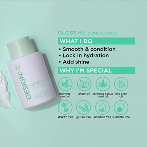 Gloss.me Moisturizing Shampoo And Conditioner For Dry Hair By Designme | Hemp & Argan Oil Shampoo With Straight/Curly Hair Conditioner | Hydrating Shampoo & Conditioner For Colored Hair, 10 Fl Oz Each #TOP4