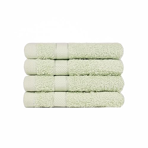Brentfords Wash Cloth Small Towel Baby Flannels Newborn, Flannel Face Cloth 100% Cotton Cloth Super Absorbent Quick Drying Face Towels, Sage 30 x 30cm Set of 4