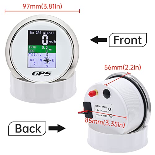 Image of GPS Speedometer 3-3 /8 inch 85mm Boat GPS Speedometer Odometer Waterproof White Antenna TFT Screen Digital MPH Knots Km /h for Boat Marine 9-32V Car