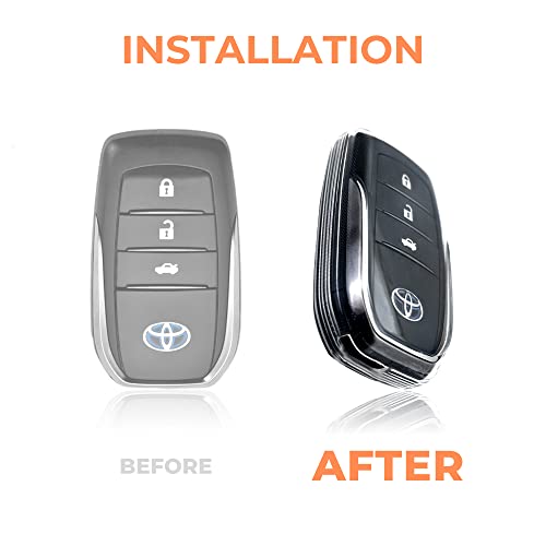 Image of Clear TPU Key Cover and Keychain Compatible for Toyota Fortuner | Hilux | Innova Crysta | Fortuner Legender | Innova HyCross | Land Cruiser Smart Key (White)