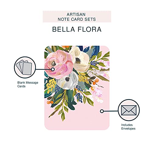 Image of Artisan Blank Note Cards by Studio Oh! - Bella Flora - Pack of 8 - 4.25 inch x 5.5 inch Printed Textured Art Paper Embellished with Foil Stamping Cards and Envelopes