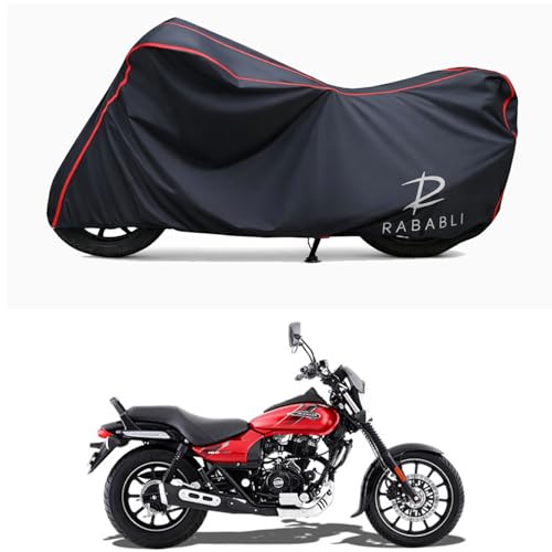 Image of Waterproof Bike Body Cover Compatible for | Bajaj Avenger Cruise 220 BS6 | Taffeta Fabric, Red Piping Design, Bottom Elastic Fit | Dustproof, Sun UV & Rain Protection for All Bikes